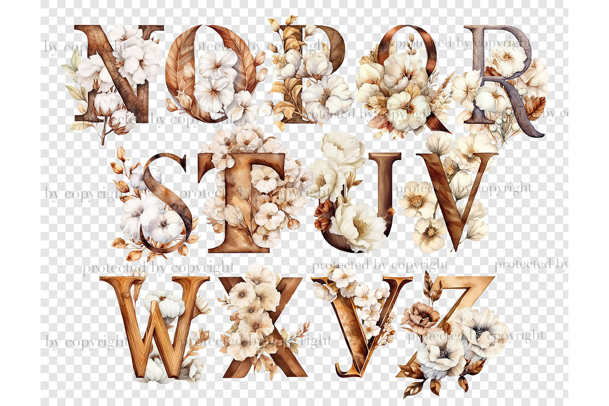 Cotton Alphabet Cozy Winter Clipart, a Decorative Illustration by GlamArtZhanna (Photo 5 of 5)