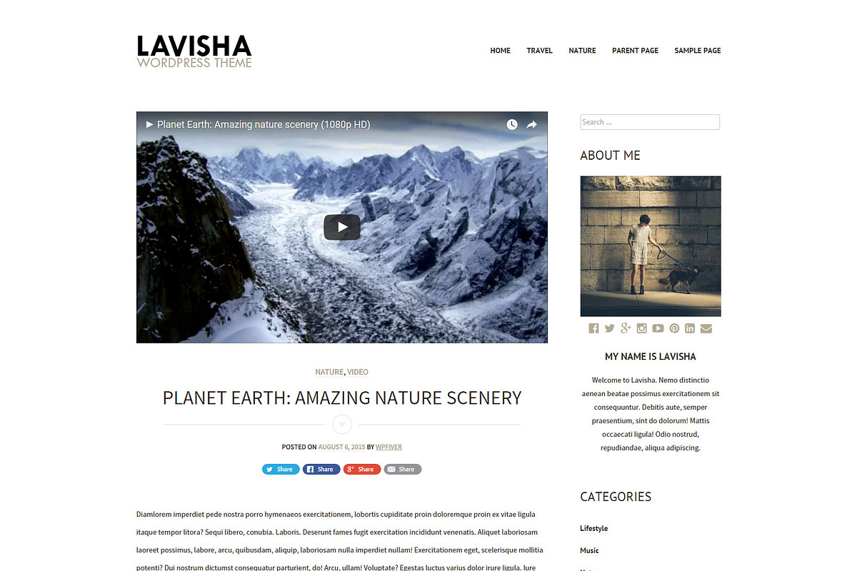 Lavisha - Minimalist Blog WP Theme, a WordPress Template by Sami Themes (Photo 2 of 2)