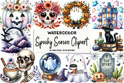 Watercolor Spooky Season Clipart, an Illustration by DreamArtGraphic (Thumbnail 1 of 5)