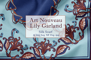 Art Nouveau Lily Garland Scarf