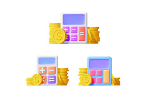 Three 3d vector illustrations of a, a Finance Illustration by Abscent