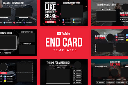 YouTube End Card Templates, a Social Media Template by Medialoot