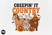 Creepin' It Country Halloween PNG, a Seasonal Illustration by CraftArtStudio (Thumbnail 1 of 4)