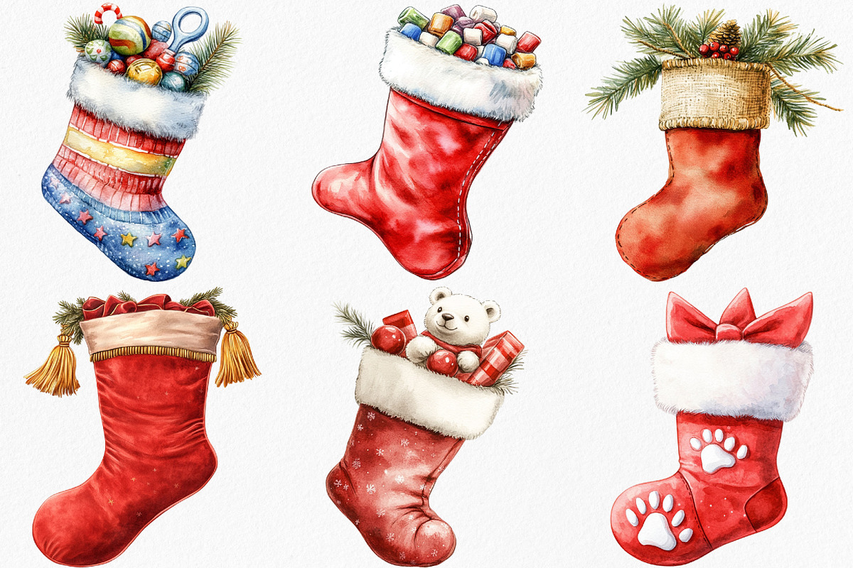 Christmas Stocking Clipart, an Illustration by Canvas Craft (Photo 3 of 7)