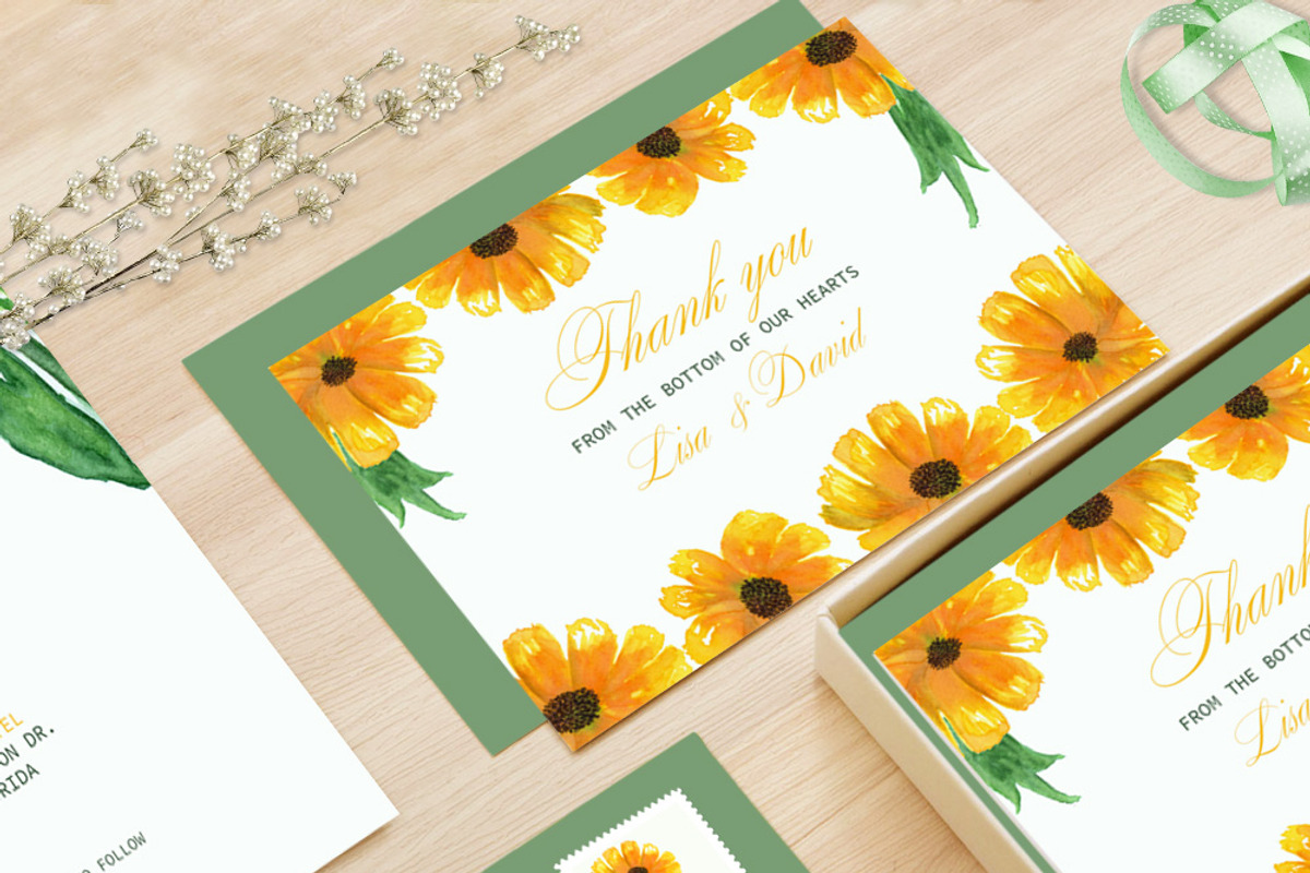 Sunflower Watercolor Wedding Suite, an Invitation Template by Love Design (Photo 4 of 12)