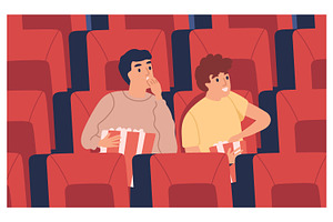 Friends watch movie at cinema, a Person Illustration by Good Studio