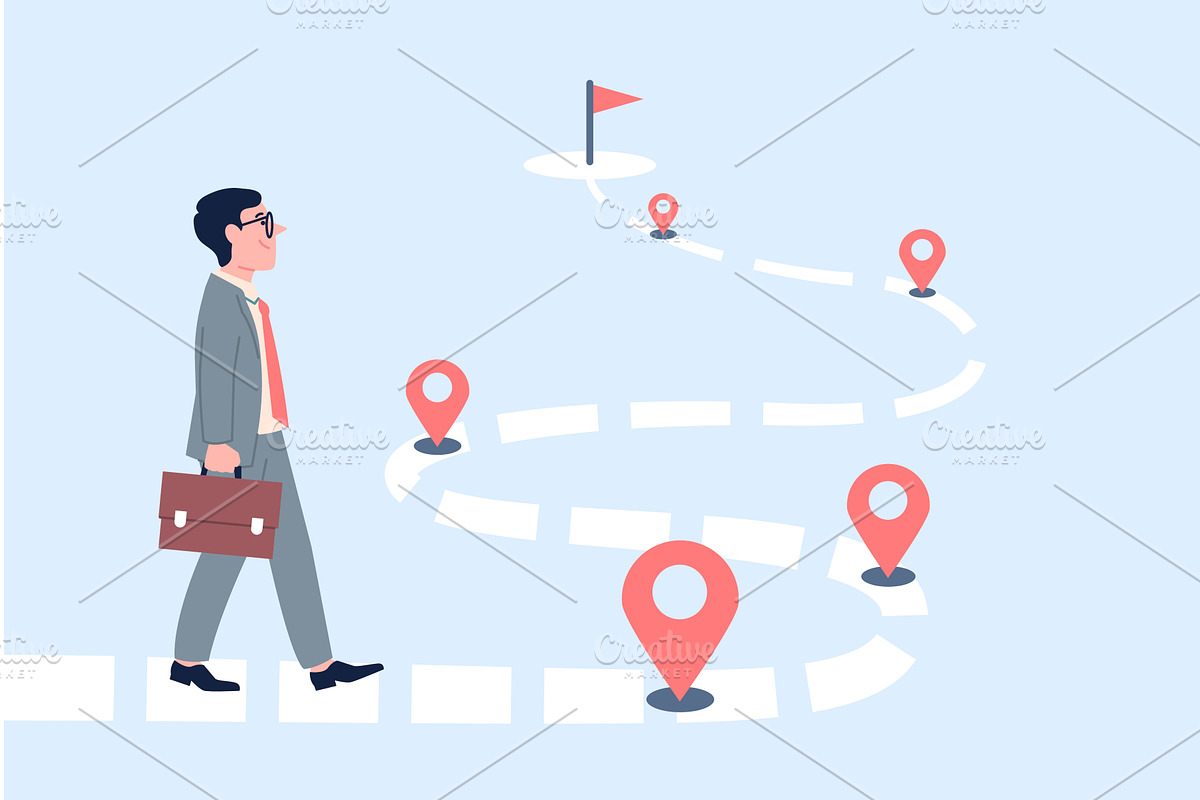 Businessman project road. Roadmap, a Person Illustration by LadadikArt