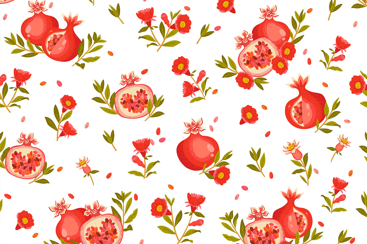 Pomegranates vector pattern., a Pattern Graphic by Mona Monash (Photo 3 of 6)