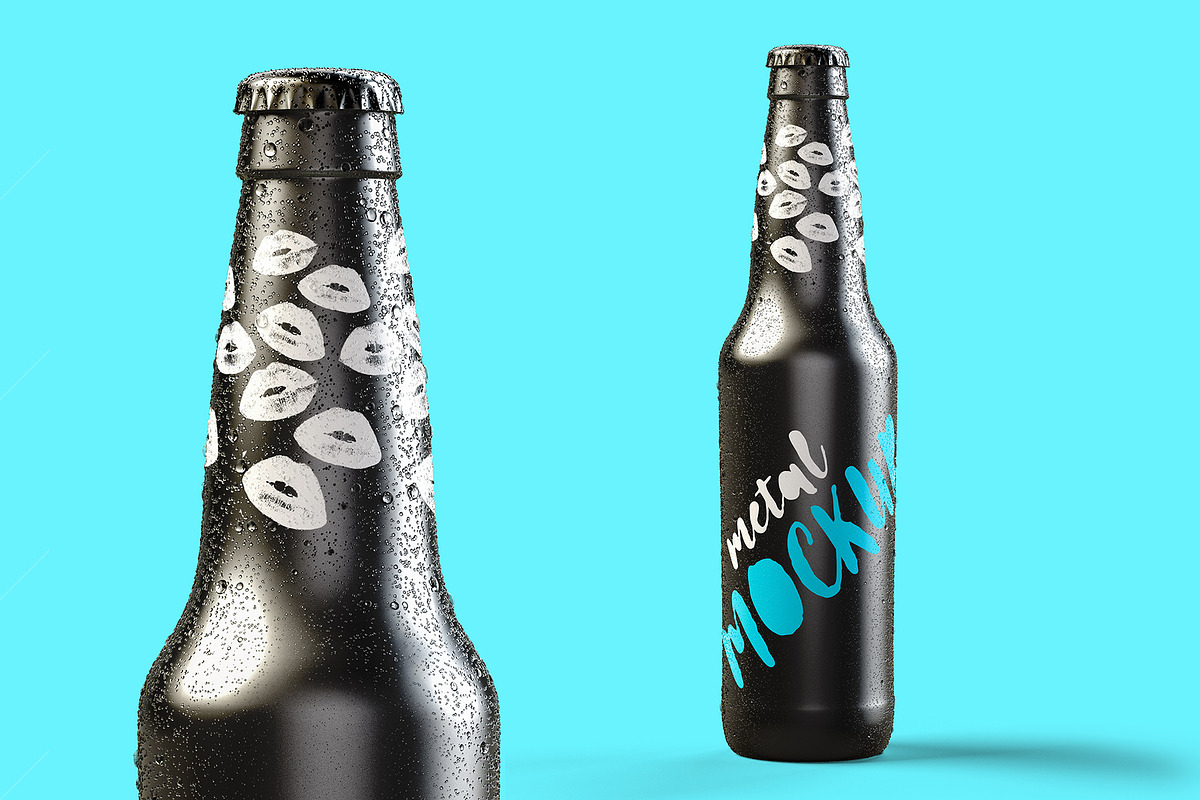 Metallic Bottle Mockup Silver & Gold, a Packaging Mockup by LESZ Design (Photo 2 of 4)