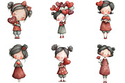 Whimsical Valentine’s Day Girl Clipa, an Illustration by CraftArtStudio (Thumbnail 3 of 6)
