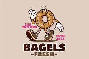 Fresh Bagels Mascot Logo