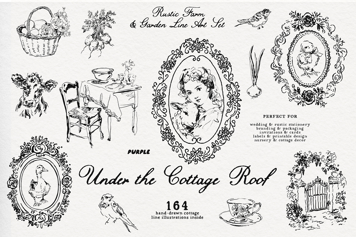 Under the Cottage Roof: Line Art, an Animal Illustration by Purple (Photo 1 of 16)