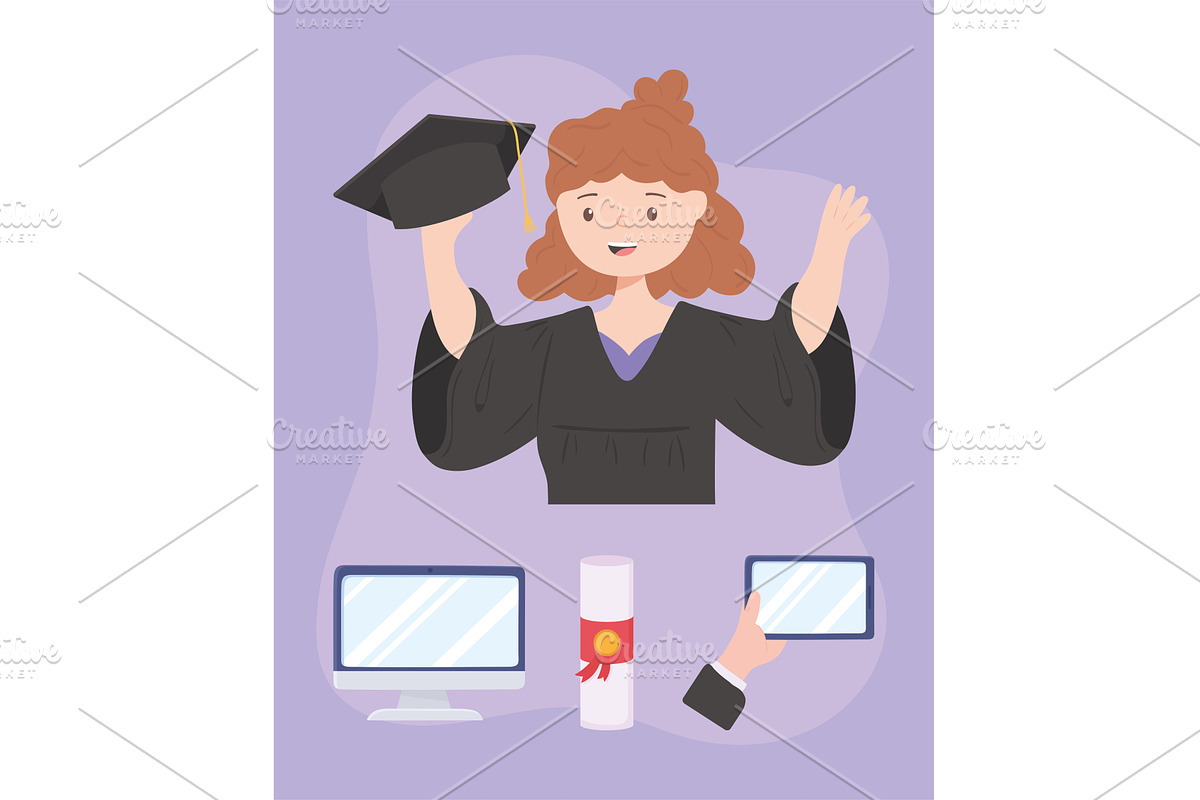 virtual graduation graduate, a Person Illustration by studiogstock