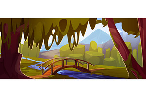 Forest bridge scenic view, an Illustration by art PVP - market