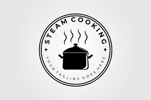 steam pan for cooking, saucepan logo, a Graphic by Rizkaarishandy_shop
