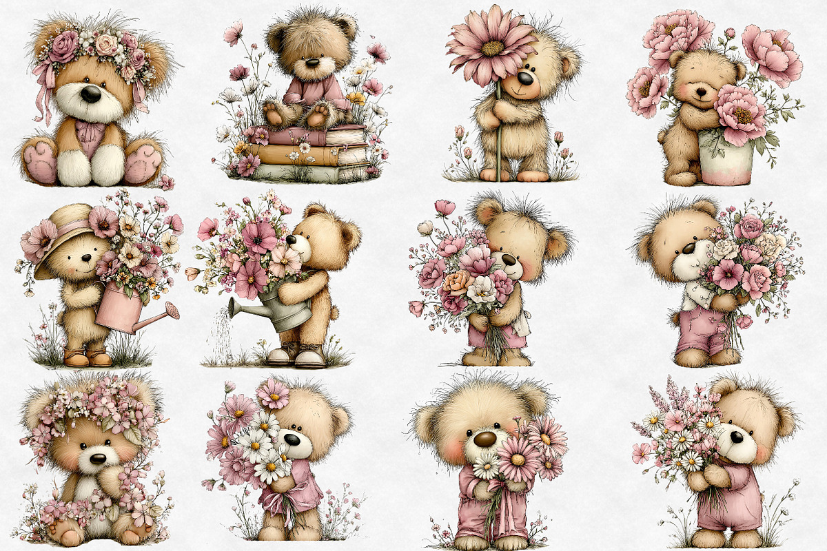 Whimsical Cute Teddy bear Clipart, an Illustration by Designworld (Photo 2 of 4)