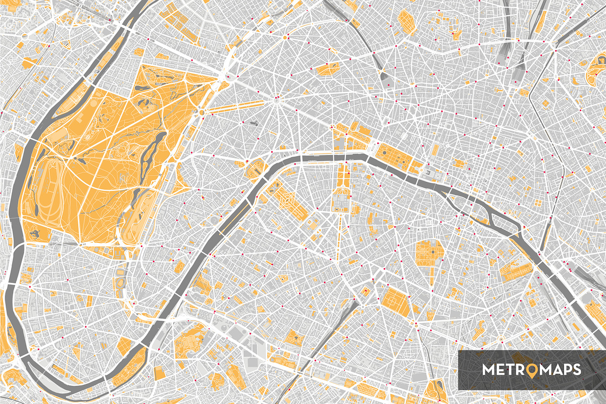Paris Map (Vector) – Pale / Yellow, a Background Graphic by MetroMaps (Photo 3 of 3)