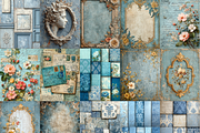 Aqua Blue Shabby Chic Digital Papers, a Pattern Graphic by LA Design (Thumbnail 4 of 10)