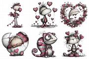 Whimsical Valentine Animals Clipart, an Illustration by Daily.Designs (Thumbnail 8 of 8)