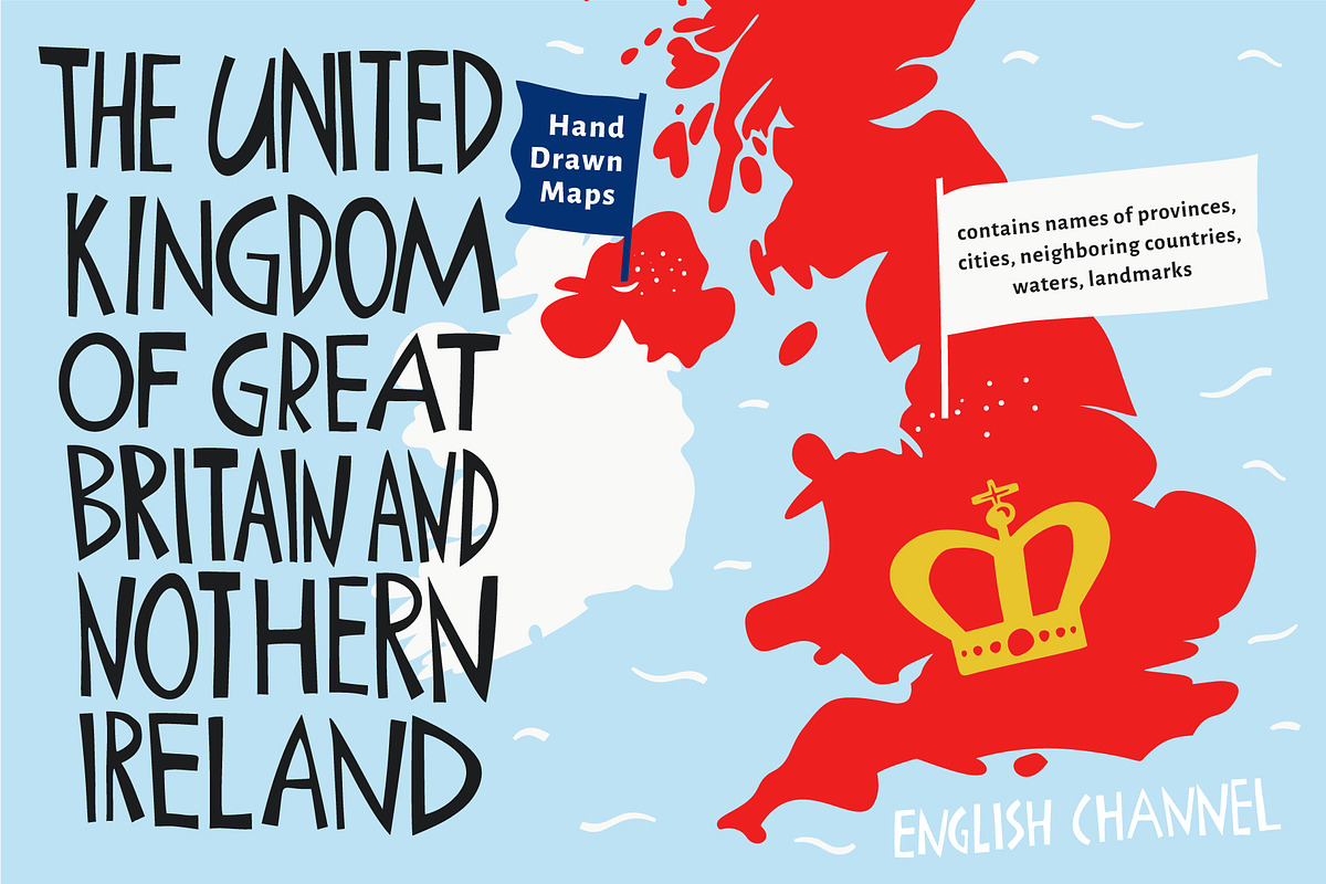 Great Britain. Hand Drawn Maps, an Illustration by Lubov Illustrations Shop (Photo 1 of 10)