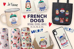 Cute French Dogs Vector Collection