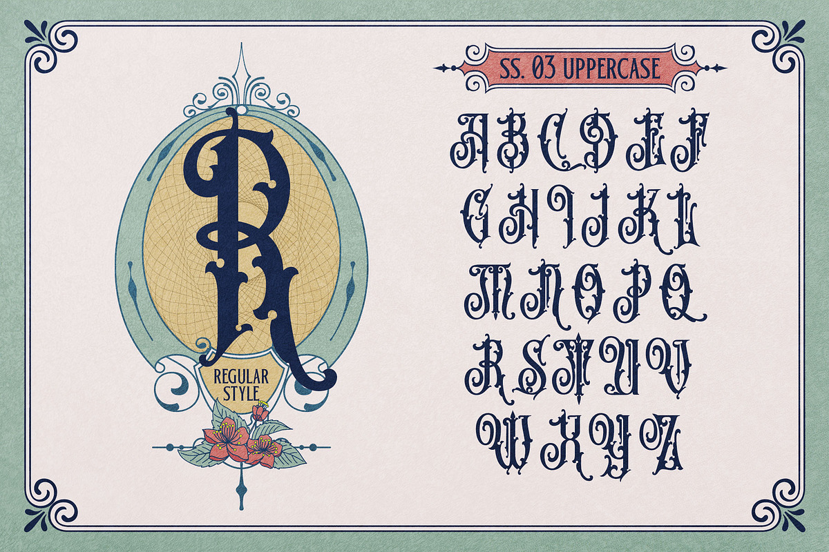 Soft Mouth Victorian Typeface, a Blackletter Font by alit design (Photo 8 of 24)