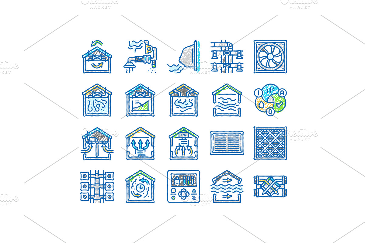 air ventilation cold fan icons hand, an Object Illustration by pikepicture