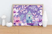 Green & Purple Botanical Wall Art, a Wallpaper Graphic by Helospace (Thumbnail 5 of 10)