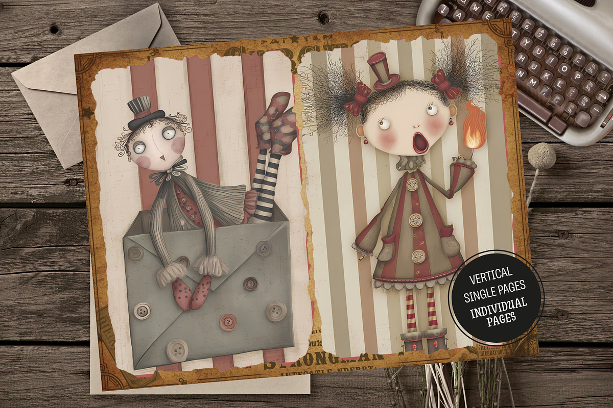Vintage Gothic Circus Junk Journals, an Illustration by Print Haven Mochi Vintage (Photo 2 of 12)