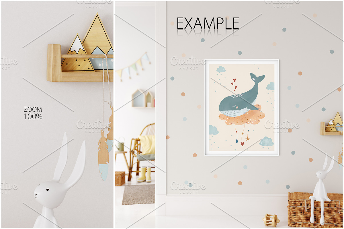 Kids Frames & Wall Mockup Bundle - 6, a Print Template by Yuri-U (Photo 12 of 28)
