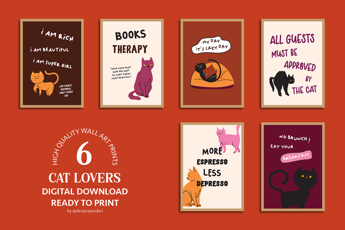 Cat Lovers Quotes Poster Wall Art, an Object Graphic by digitalsbydepi (Photo 2 of 8)