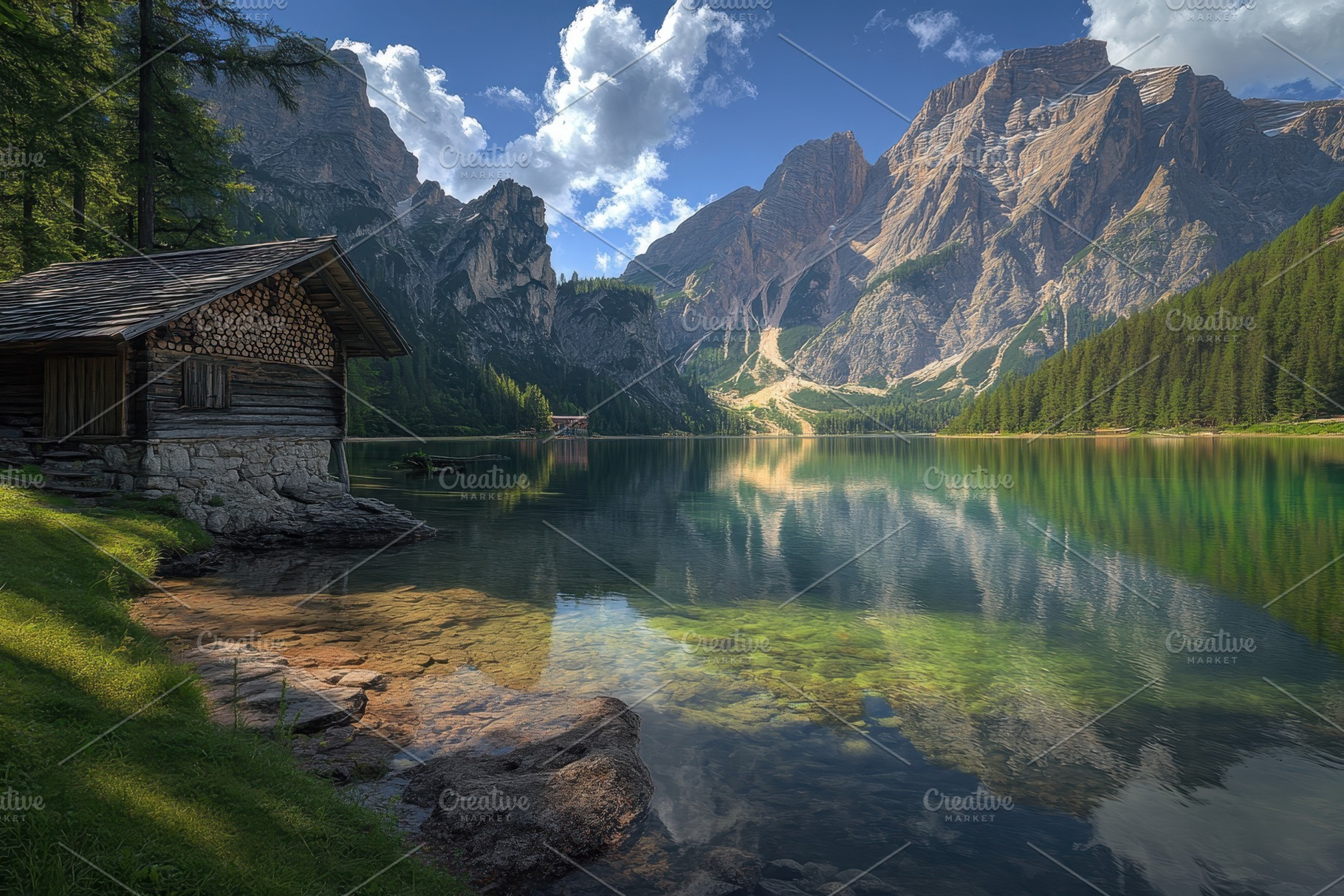 Stunning view of Lake Dobbiaco surro, a Photo by Iftikhar Alam