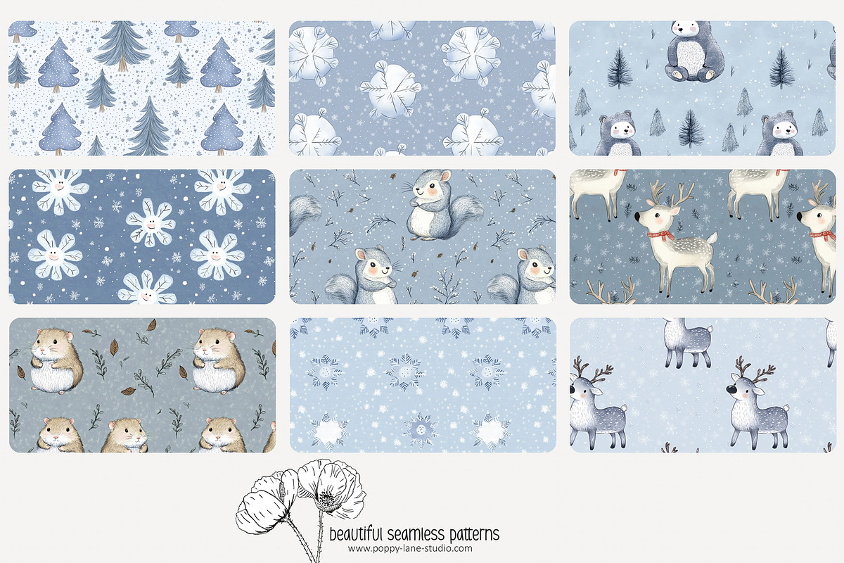 80 winter animals seamless pattern, a Pattern Graphic by Poppy Lane Studio (Photo 4 of 11)