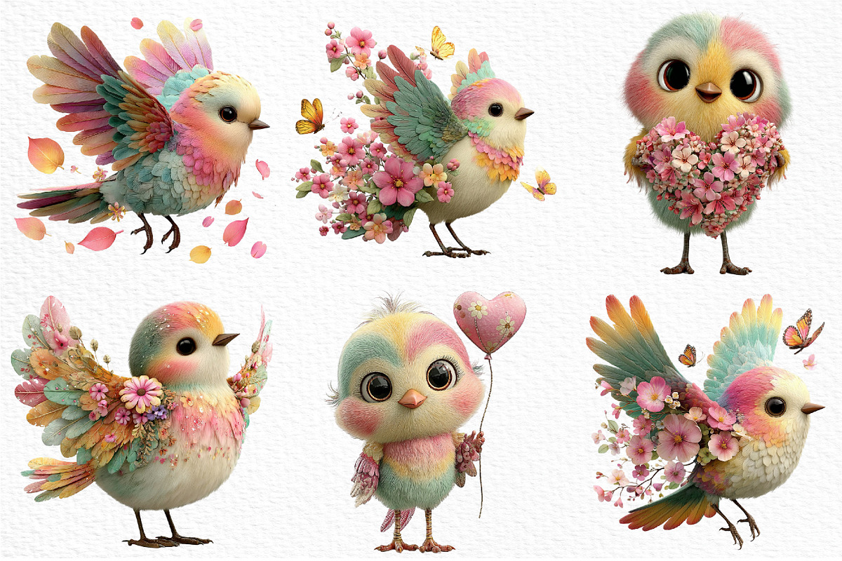 Whimsical Spring Birds Clipart PNG, an Illustration by Craft Nest (Photo 4 of 11)