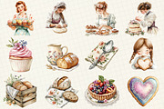Vintage Spring Bakery Clipart, an Illustration by OK Design (Thumbnail 2 of 4)