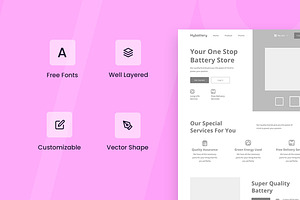 Battery Store Wireframe Website