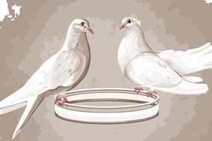 2 DOVES ON A RING IN VECTOR