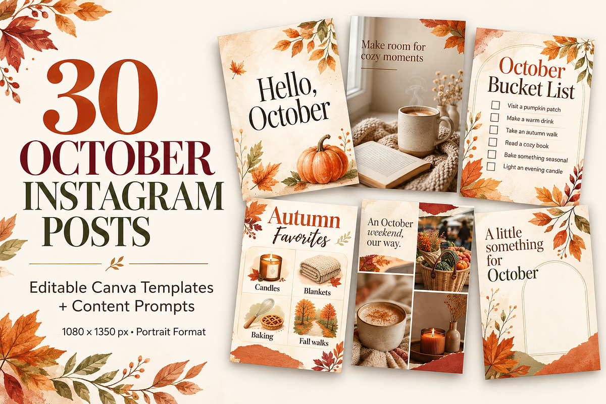 30 October Instagram Post Canva, a Social Media Template by Daffodil Dream Studio (Photo 1 of 3)