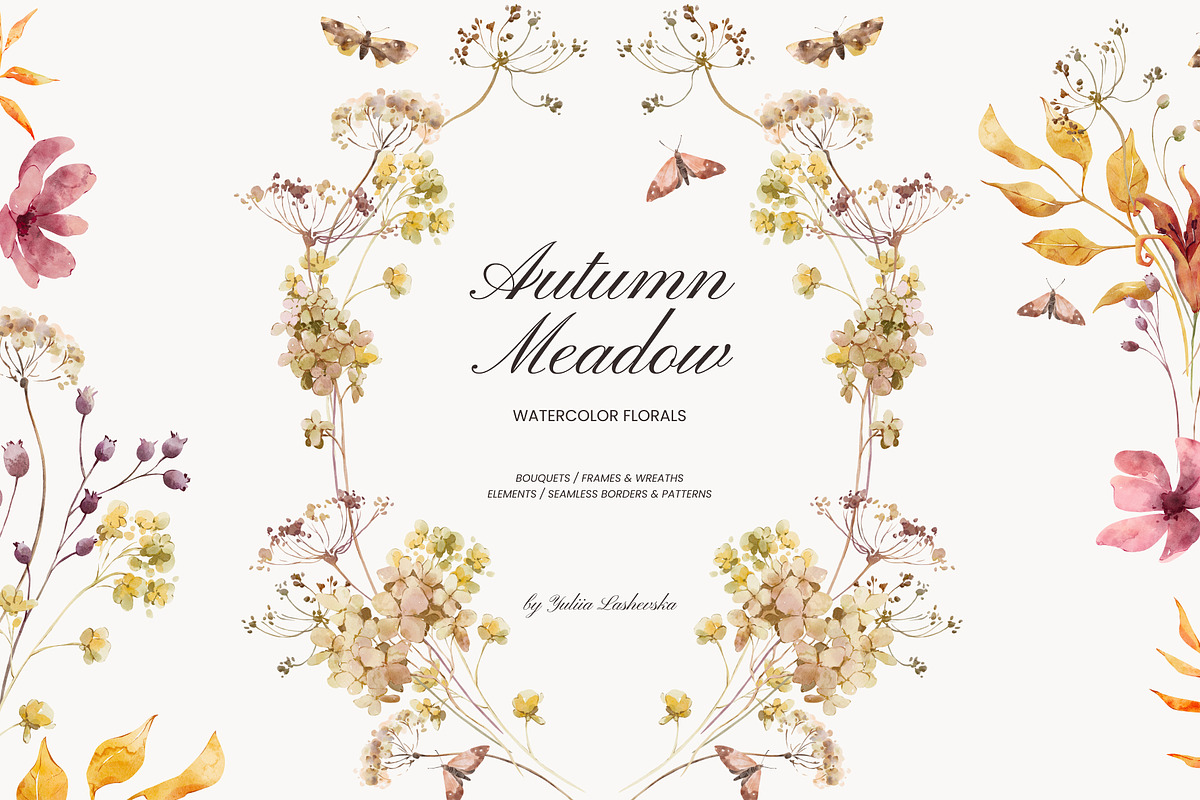 Autumn Meadow Watercolor Florals, a Seasonal Illustration by Yuliia Lashevska (Photo 1 of 14)