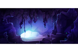 Magic cave interior with light, an Illustration by art PVP - market