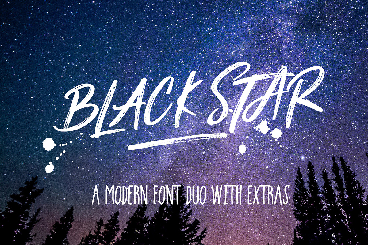 Black Star : 3 Sets + Sans, a Script Font by Rad Fonts (Photo 1 of 14)