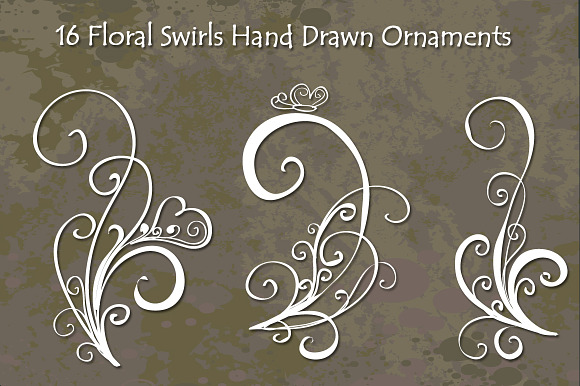 Floral Swirls Hand Drawn Vector preview 4