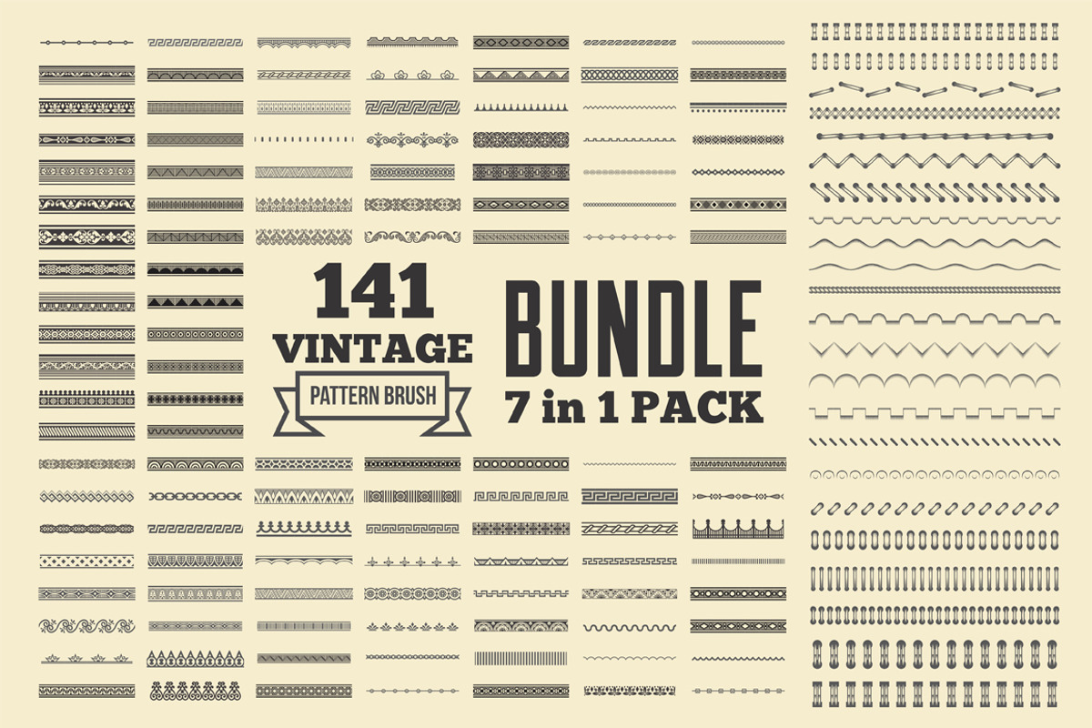 Vintage Patterns Brushes Bundle, a Brush Add-On by G7