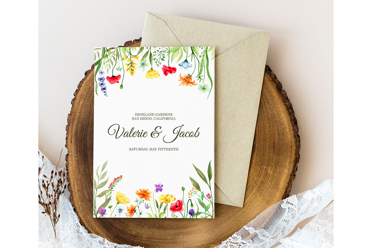 Watercolor Wildflowers clipart, a Decorative Illustration by Lemon design (Photo 18 of 21)
