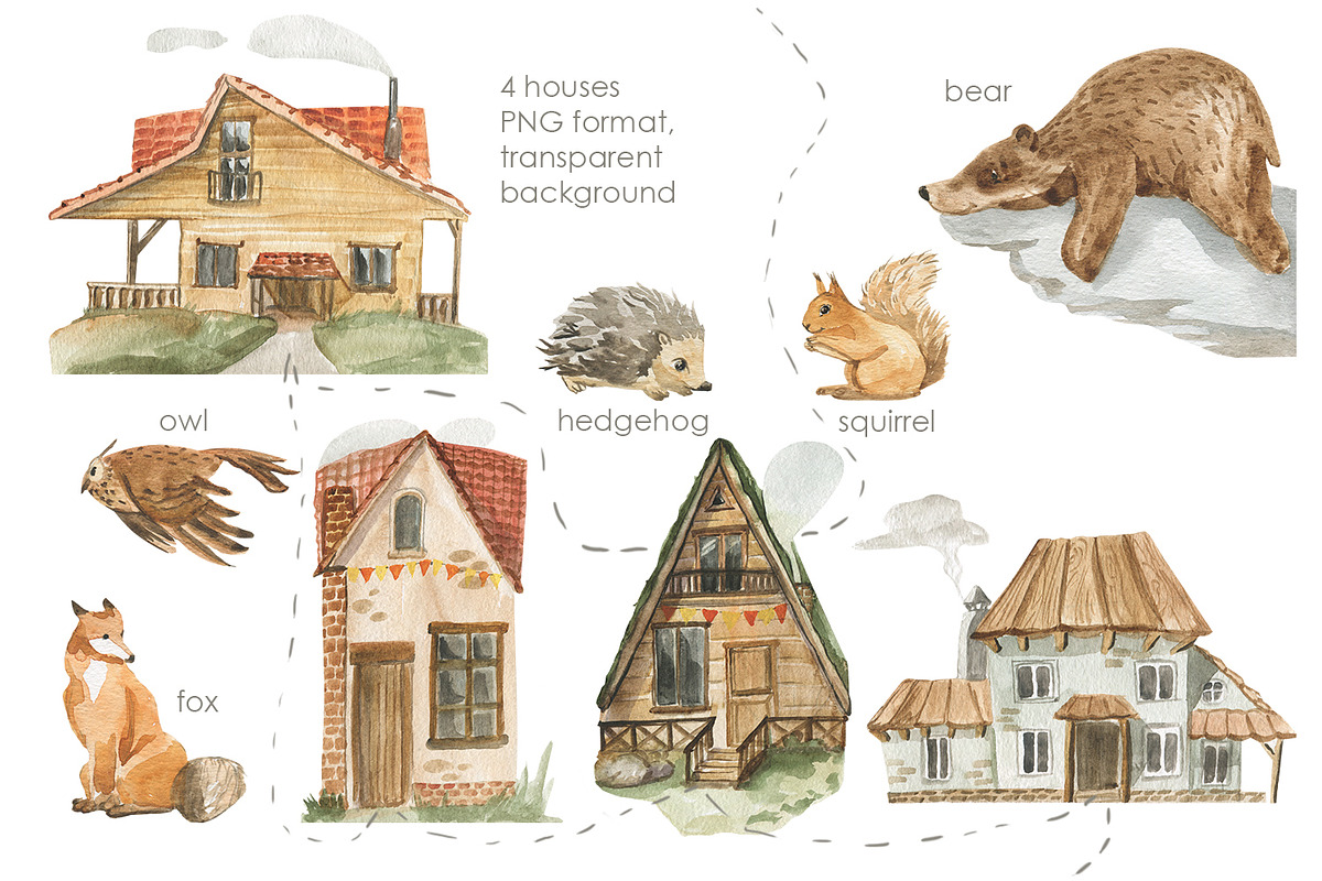 House in the woods, an Illustration by Love Watercolor Store (Photo 5 of 9)