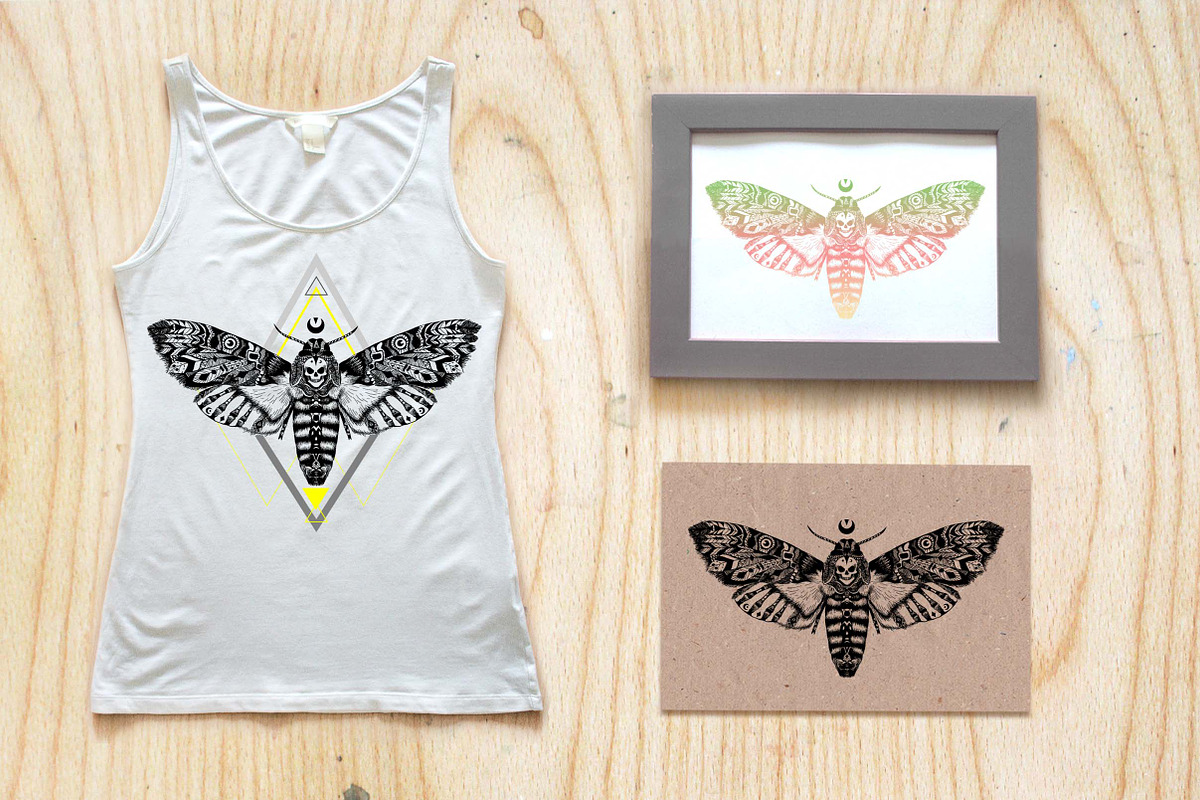 Textured moth in ethnic style, a Texture Illustration by AnastasiaFears (Photo 2 of 3)