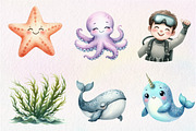Undersea watercolor clipart, an Illustration by CreationArt (Thumbnail 5 of 5)