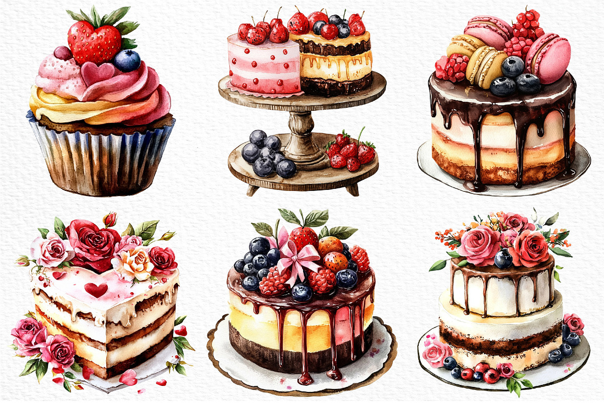 Watercolor Bakery Clipart, an Illustration by Craft Nest (Photo 6 of 8)