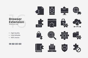 Browser Extension Solid Icons, an Icon by Upnowgraphic