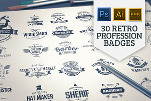 30 Vintage Profession Insignias